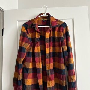 Plaid Flannel Shirt in Red, Yellow, and Blue